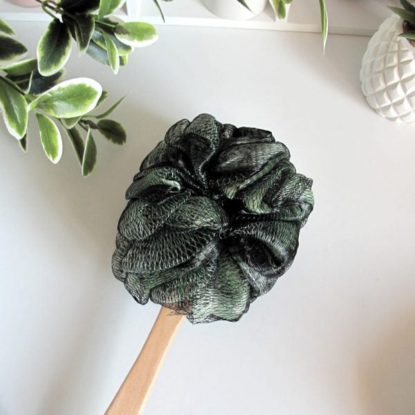 DIY Quick-Dry Scrunchable Shower Sponge on a Stick